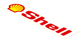 Sticker  1.3 x  5.9 with "Shell" and Shell Logo 1971 - Logo Left