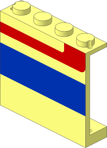 Panel  1 x  4 x  3 with Red/Blue Stripe Left Pattern
