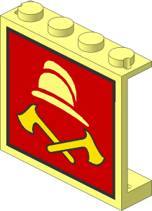 Panel  1 x  4 x  3 with White Fireman Cap and Two Yellow Axes Pattern