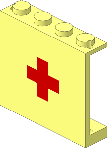 Panel  1 x  4 x  3 with Red Cross Pattern