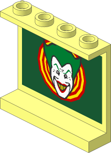 Panel  1 x  4 x  3 with Hollow Studs w Joker Face Sticker Inside