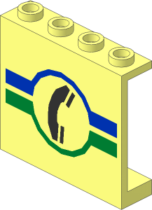 Panel  1 x  4 x  3 with Telephone in Blue/Green Circle Pattern