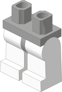 ~_Minifig Hips and Legs (Complete) Medium Stone/White (Obsolete)