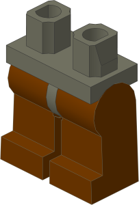 ~_Minifig Hips and Legs (Complete) Dark Stone Grey/Reddish Brown (Obsolete)