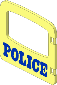Duplo Door  1 x  4 x  3 with Arched Top with Large Window with Blue "POLICE" Pattern