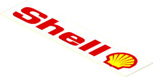 Sticker  1.3 x  5.9 with "Shell" and Shell Logo 1971 - Logo Right