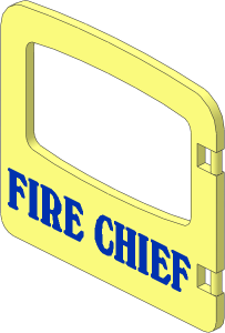 Duplo Door  1 x  4 x  3 with Arched Top with Large Window with Blue "FIRE CHIEF" Pattern