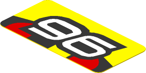 Sticker  1.0 x  1.9 with White "96" on Red/Yellow/Black