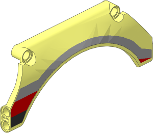 Technic Panel 13 x  2 x  5 Mudguard Arched #31 with Black/Red/Grey Horizontal Stripes Left Pattern