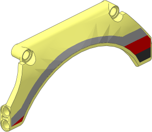 Technic Panel 13 x  2 x  5 Mudguard Arched #31 with Black/Red/Grey Horizontal Stripes Right Pattern