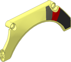 Technic Panel 13 x  2 x  5 Mudguard Arched #31 with Black/Red/Grey Diagonal Stripes Left Pattern