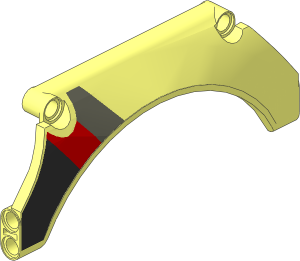 Technic Panel 13 x  2 x  5 Mudguard Arched #31 with Black/Red/Grey Diagonal Stripes Right Pattern