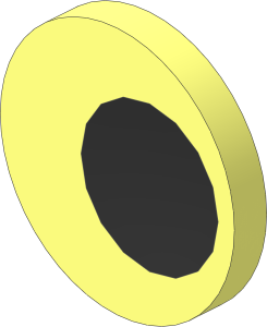 Disc with Dimple Offset and Peg with Black Pupil Pattern