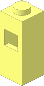 Brick  1 x  1 x  2 with Square Hole in 1 Side