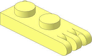 Hinge Plate  1 x  2 with 3 Fingers and Solid Studs