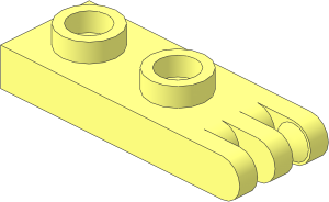 Hinge Plate  1 x  2 with 3 Fingers and Hollow Studs