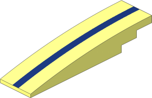 Slope Brick Curved  8 x  2 with Dark Blue Stripe on Top Surface Pattern