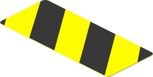 Sticker  0.7 x  1.7 with Black and Yellow Danger Stripes Leaning Left