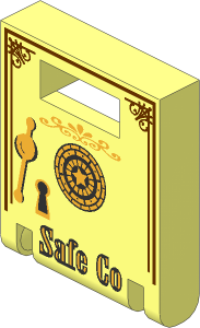 Container Box  2 x  2 x  2 Door with Slot and Vintage 'Safe Co' Pattern