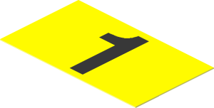 Sticker  1.1 x  1.9 with Black Number "1" on Yellow Background
