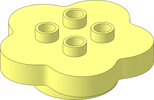 Duplo Plant Flower  4 x  4 x  1 with  5 Round Petals and  4 Top Studs
