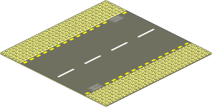 Baseplate 32 x 32 Road 6-Stud Straight with Yellow Road Edge Pattern
