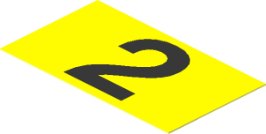 Sticker  1.1 x  1.9 with Black Number "2" on Yellow Background