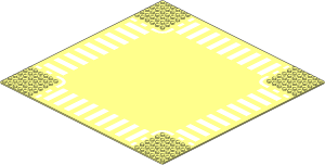 Baseplate 32 x 32 Road 6-Stud Crossroads with White Road Edge and Pedestrian Crossing Pattern