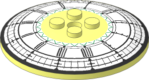 Dish  6 x  6 Inverted with Solid Studs with Clock with Roman Numerals Pattern