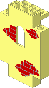 Panel  2 x  5 x  6 Wall with Red Scattered Bricks Pattern
