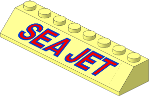Slope Brick 45  2 x  8 with Right Red and Blue "SEA JET" on Transparent Background Sticker