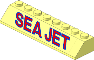 Slope Brick 45  2 x  8 with Left Red and Blue "SEA JET" on Transparent Background Sticker