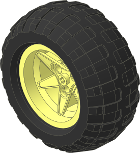 Wheel Rim 34 x 56 with 6 Spokes and 3 Pegholes with Tyre 44/ 44 x 56 Off Road