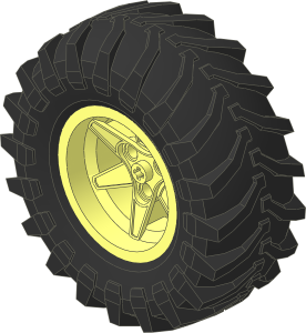 Wheel Rim 34 x 56 with 6 Spokes and 3 Pegholes with Tyre 44/ 58 x 56 R Tractor