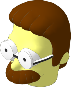 Minifig Head Simpsons Ned Flanders with Glasses, Hair and Moustache Pattern