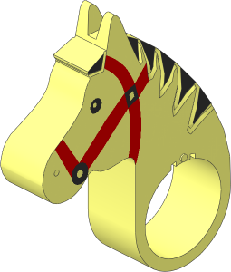 Animal Horse Head with Red/Black Tack and Black Mane Pattern