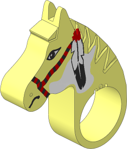 Animal Horse Head with Black/Red Tack and Feather Pattern