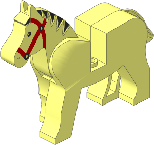 Animal Horse  (Complete) with Red Tack and Black Mane Pattern