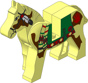 Animal Horse (Complete) with Green Blanket and Red Hand Pattern