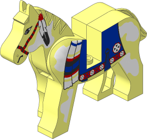 Animal Horse (Complete) Body with Blue Blanket and Red Circle Pattern
