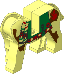 Animal Horse Body with Green Blanket and Red Hand Pattern