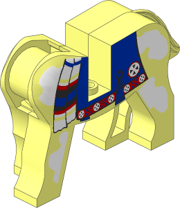 Animal Horse Body with Blue Blanket and Red Circle Pattern
