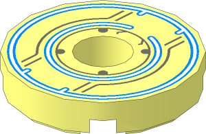 Tile  2 x  2 Round with Hole with Disc with Light Blue Ring Pattern