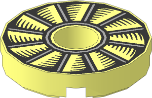 Tile  2 x  2 Round with Hole with Rotor Blade Pattern