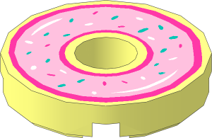 Tile  2 x  2 Round with Hole with Doughnut with Bright Pink Icing and Sprinkles Pattern
