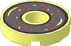 Tile  2 x  2 Round with Hole with Doughnut with Dark Brown Chocolate Icing and Sprinkles Pattern