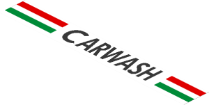 Sticker  1.1 x  8 with "CARWASH" and Red/Green Stripes