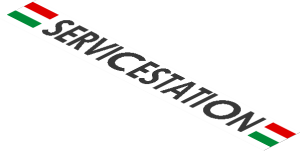 Sticker  1.1 x  8 with "SERVICESTATION" and Red/Green Stripes