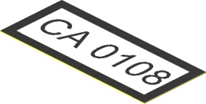 Sticker  0.8 x  1.8 with Black "CA 0108" and Border