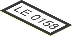 Sticker  0.8 x  1.8 with Black "LE 0158" and Border
